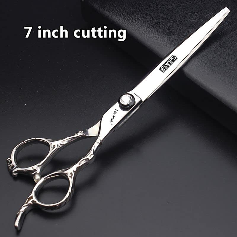 6/7/8 Inch Professional Hairdressing Scissors Barber Rose Pattern Hair Stylist Shears Styling Tool Japanese Stainless Steel Clippers (7-in three piece set) (7-inch -3pc-a)