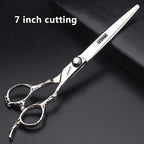 6/7/8 Inch Professional Hairdressing Scissors Barber Rose Pattern Hair Stylist Shears Styling Tool Japanese Stainless Steel Clippers (7-in three piece set) (7-inch -3pc-a)