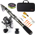 Fishing Rod Combos with Telescopic Fishing Pole Spinning Reels Fishing Carrier Bag for Travel Saltwater Freshwater Fishing (6.89 ft / A-fishing Full Kits With Carrier Case)