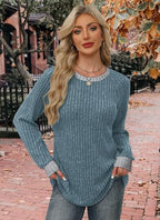 Long Sleeve Shirts for Women Early Fall Fashion Sweaters for Women Casual Tops Trendy Maternity Fall Clothes (Medium / 05-blue)