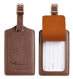 4 Pack Leather Luggage Travel Bag Tags by Travelambo Brown (Brown)