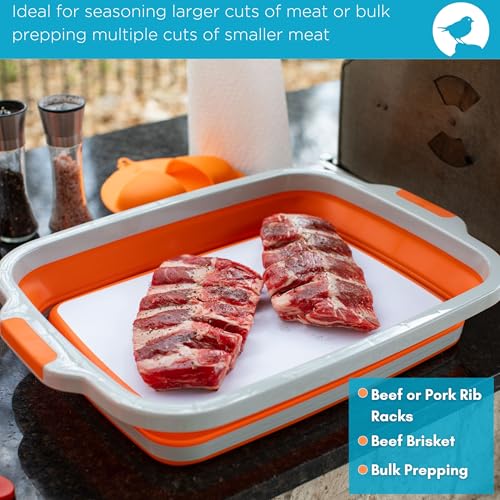 18L Collapsible BBQ Prep Tub with Lid (Orange / 22"L x 16"W x 7.1H")