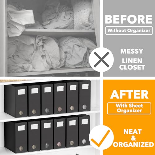 12 Pack Bed Sheet Organizers and Storage (12 Pack / Black)
