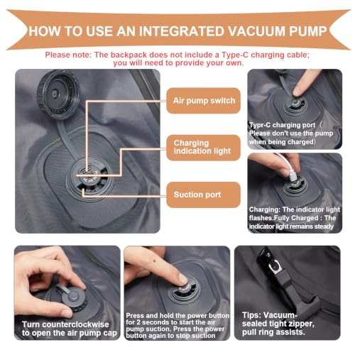Vacuum Backpack Travel with Pump (A1-beige / 25 liters)