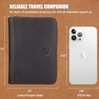 Lorenzo Full Grain Leather Family Passport Wallet for 4 (Dark Brown)