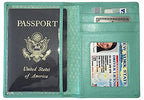 Personalized Monogrammed Turquoise Leather RFID Passport Wallet (Turquoise / Minimalist)