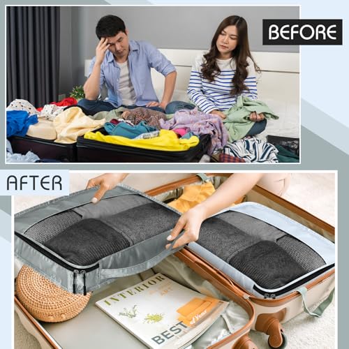 Packing Cubes for Suitcase Large Organizer Bags (Gray / Medium)