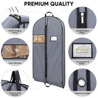 2PK Garment Bags for Hanging Clothes (Grey / 60" 2PK)