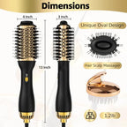 4-in-1 Hot Air Brush with Oval Barrel - Salon-Grade Styling Tool for All Hair Types (Golden)