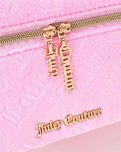Velour Train Case Pink Makeup Bag Heart Logo (Pink)