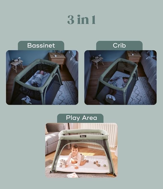 Babymoov Moov & Comfy 3-in-1 Lightweight Travel Crib, Baby Play Yard, and - Image 2
