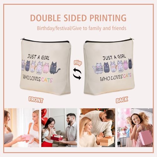 Cat Mom Makeup Bag For Women & Teen Girl Cat Lover Gifts (Girl Love Cats)