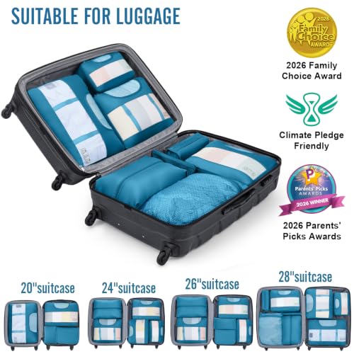 8 Set Packing Cubes for Travel Essentials (15 Ocean Blue)
