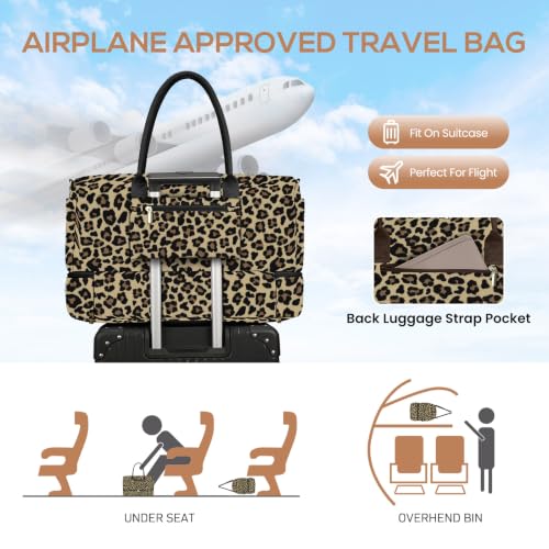 Travel Weekender Duffle Bag for Women (41-Leopard Print / Large)