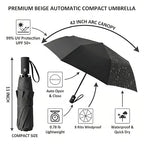 Small Compact Travel Umbrella with UV Protection for Sun & Rain (E-1-Deep Black)