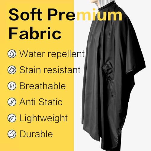 Salon Professional Barber Cape with Multi Position Snap Closure Hair Cutting Kits Thin Hairdressing Capes for Unisex 47” * 56” (47 * 56)