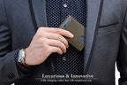 RFID Blocking Slim Bifold Genuine Leather Minimalist Front Pocket Wallets for Men with Money Clip Thin Mens (Salted Green 1.0)