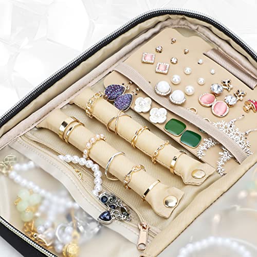 Travel Jewelry Case Organizer for Necklace & Earrings (Black)