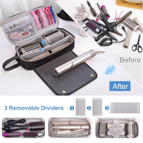 2IN1 Hair Tools Travel Bag with Heat Resistant Mat for Shark Flexstyle (Large / Black)