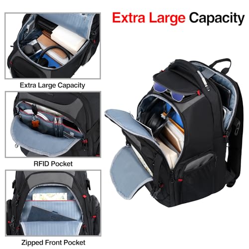 Laptop Backpack 17.3 Inch XL Computer Backpack for Men (Black/Grey / 17.3 inch)