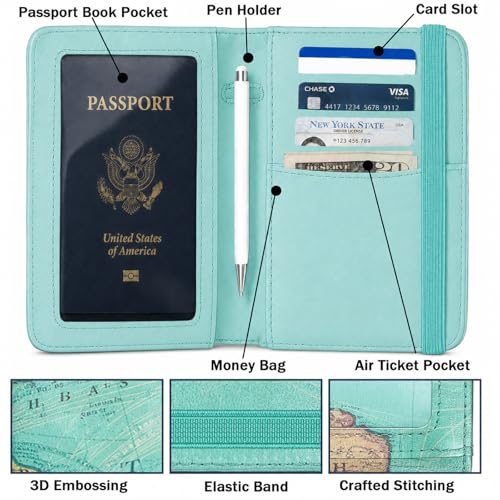RFID Blocking Passport Holder for Travel (Map)