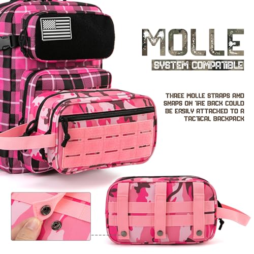 Tactical Toiletry Bag For Women Hygiene Bag EDC Military Tool Molle Pouches Small Dopp Kit Mens Shaving Kit Travel shower Bags (1 US Pink Camo)