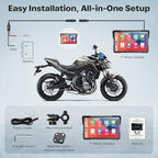 7 Inch Wireless Motorcycle Carplay GPS Navigation System with Apple Carplay and Android Auto Portable Screen with Dual Bluetooth (7 Inch+Magnetic Mount)