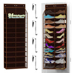 24 Pair Over Door Shoe Organizer for Family & Kids (12-Tier / 24 Walnut Brown)