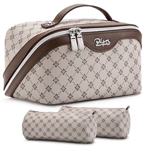 Travel Makeup Bag Cosmetic Bags for Women (A-2-Khaki)