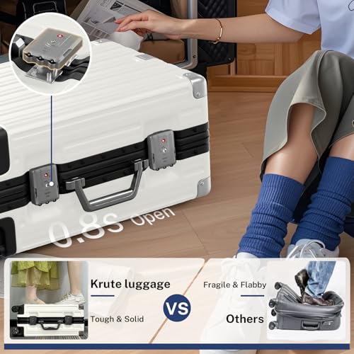 Zipperless Carry On Luggage with Wheels 20 inch Hardshell Suitcase (White / Carry-on (20 Inch))