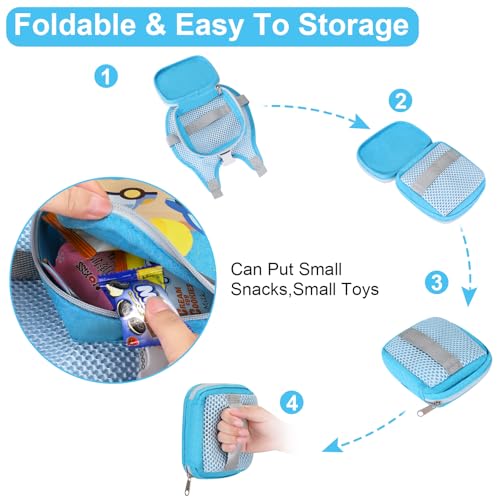 Toddler Harness Leash + Anti Lost Wrist Link (Blue/Breathable Car & Excavator)