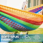 Double Hammock with Stand for Outside (Mayan Rainbow)