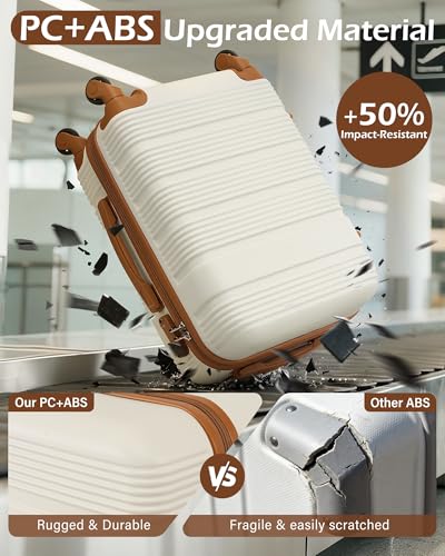 Luggage Sets with Spinner Wheels (3 piece set(DB) / WHITE-BROWN)