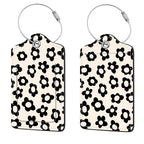 2 Pcs Luggage Tags for Suitcase (Black Flowers)