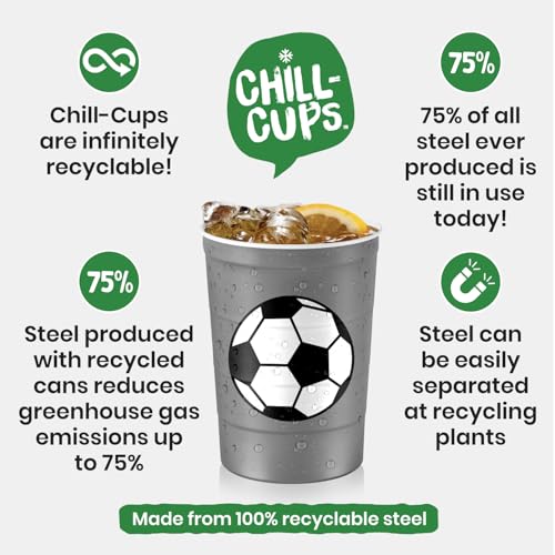 16 oz. Reusable Party Cups (Soccer Gray / 12 Count)