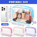 4Pack Clear Makeup Bags Waterproof Organizer Bags with Zipper Transparent Travel Cosmetic Bag TSA Approved Toiletry Bag Pouch Case for Vacation Airport Airline Compliant (Medium / Multicolour)