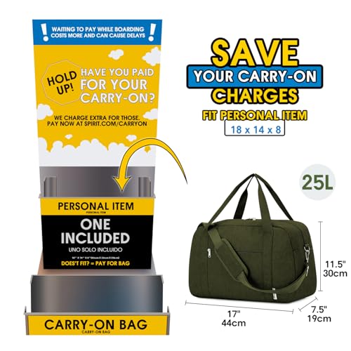 Carry on Duffle Bag Underseat for Airplane (Army Green / Small without laptop compartment)