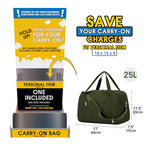 Carry on Duffle Bag Underseat for Airplane (Army Green / Small without laptop compartment)