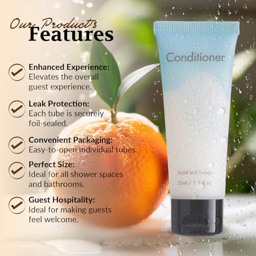 Double Sealed Hotel Conditioner Bulk 100 Pack Individually Wrapped Travel Size Conditioner Aloe and Green Tea Extract Infused Hotel Supplies and Toiletries for Guest (1 Fl Oz (Pack of 100))