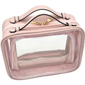 Clear Makeup Bag Toiletry Bag for Women Cosmetic Case Large Capacity Travel Make Up Bag Organizer Transparent Storage Compartment TSA Approved (PINK)