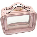 Clear Makeup Bag Toiletry Bag for Women Cosmetic Case Large Capacity Travel Make Up Bag Organizer Transparent Storage Compartment TSA Approved (PINK)