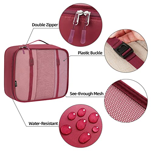10 Set Packing Cubes Various Sizes Packing Organizer for Travel Accessories Luggage Carry On Suitcase (10-Burgundy / 10 Set-full Mesh)