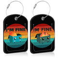 2 Pack PU Luggage Tags for Suitcase (Im Fine)