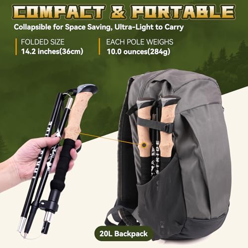 Aviation Grade Aluminum Collapsible Trekking Poles (110-125cm for Height：5'2'' to 6'2'')