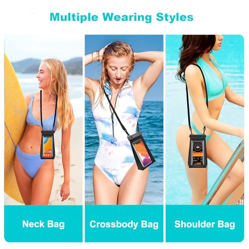 Large Capacity Waterproof Phone Pouch Floating (Black,1 Piece)