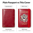 Premium Passport Holder for Travel RFID Blocking Passport Cover Slim (Red / Classic Metal Stamp)