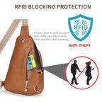 Crossbody Bags for Women Anti Theft Small Sling Handbag with Zipper Lock Vegan Leather RFID Blocking Chest Pure (Black Brown-001)