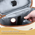 2 Bottle Insulated Wine Tote Carrier Bag (Beige / 2 Bottle-without front pocket)