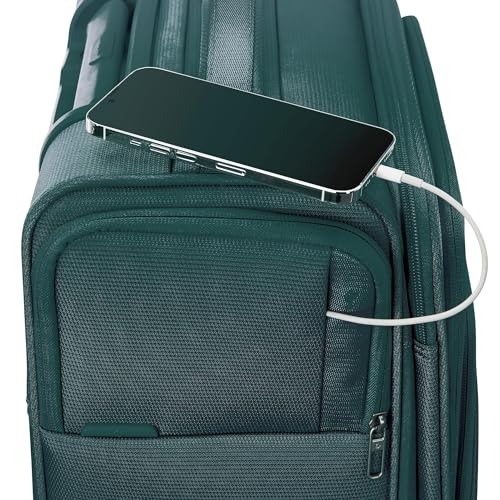 UpLIFT Lightweight Medium Checked Softside Luggage with Spinner Wheels (Medium Checked / Emerald Green)