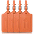 Leather Luggage Tags for Suitcases (Orange / 4 Pack)